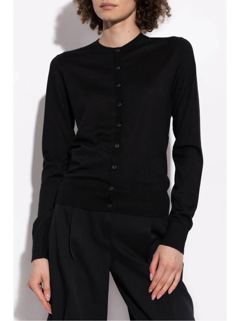 Dolce & Gabbana Black Cashmere Fitted Round Neck Cardigan