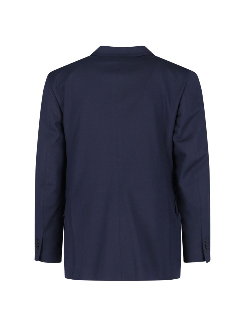 Boglioli Navy Blue Virgin Wool Blend Double-Breasted Suit