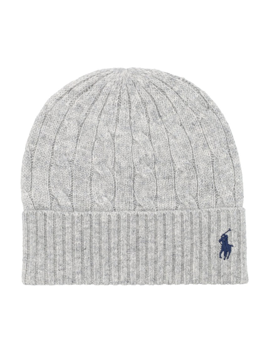 Polo Ralph Lauren Cable-Knit Wool-Cashmere Beanie With Embroidered Logo