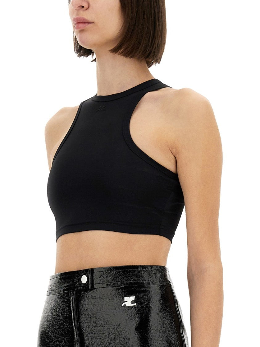 Courrèges Fitted Crop Top With High Neckline