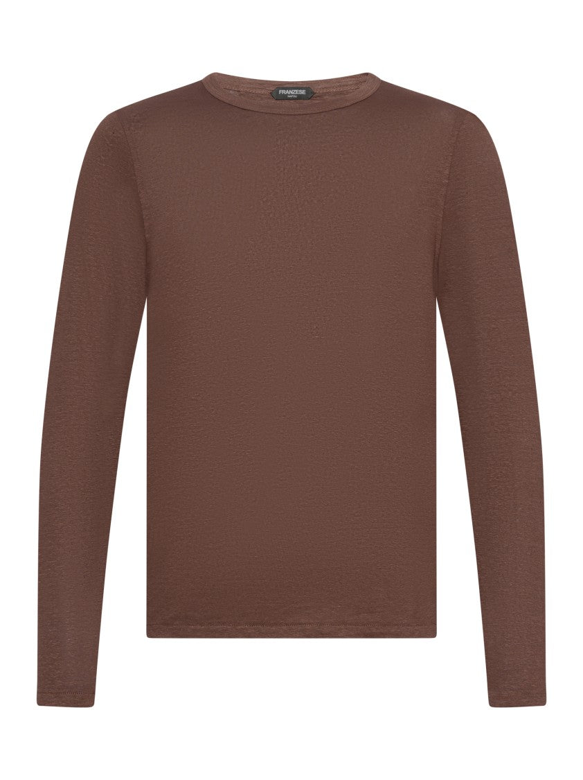 Franzese Collection Long-Sleeved Handmade T-Shirt In Pure Irish Linen