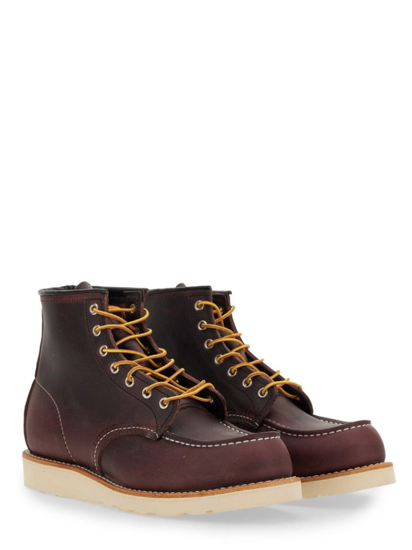 Red Wing Bordeaux Leather Boots With Rugged Sole