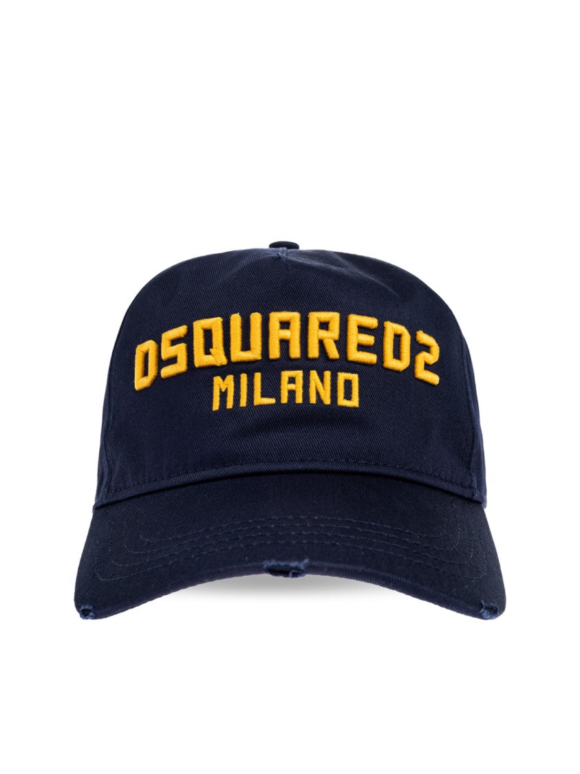 Dsquared2 Navy Blue Milano Logo Cotton Baseball Cap