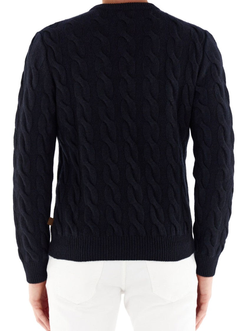 Jacob Cohen Textured Cable Knit Crew Neck Sweater In Cashmere