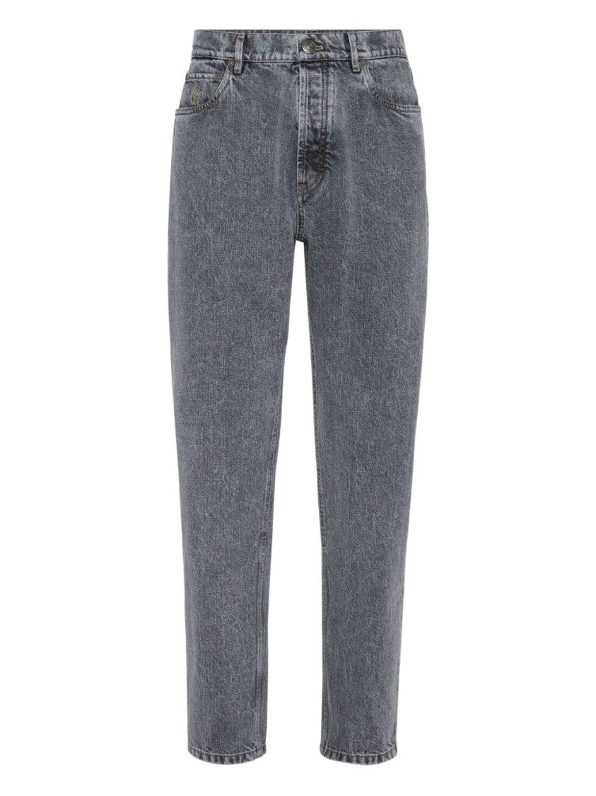 Brunello Cucinelli Relaxed-Fit Trousers In Faded Grey Denim