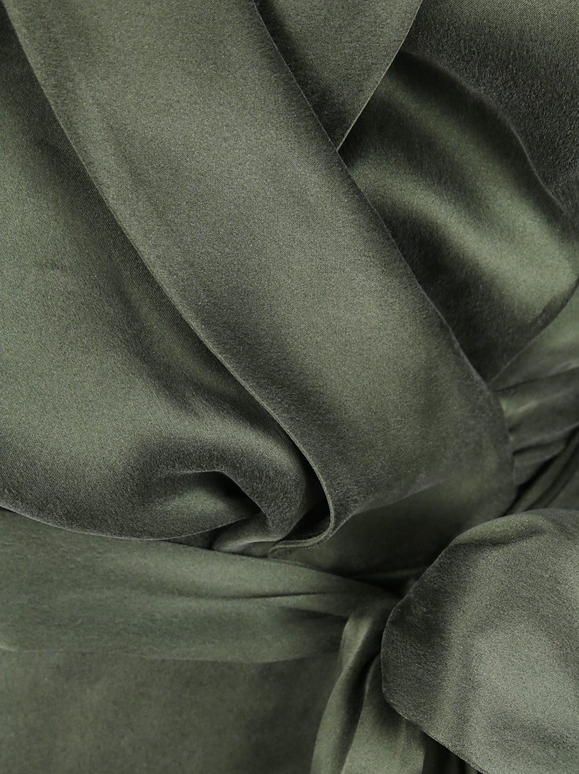 Zimmermann Vibrant Green Silk Wrap Dress With Asymmetrical Hemline
