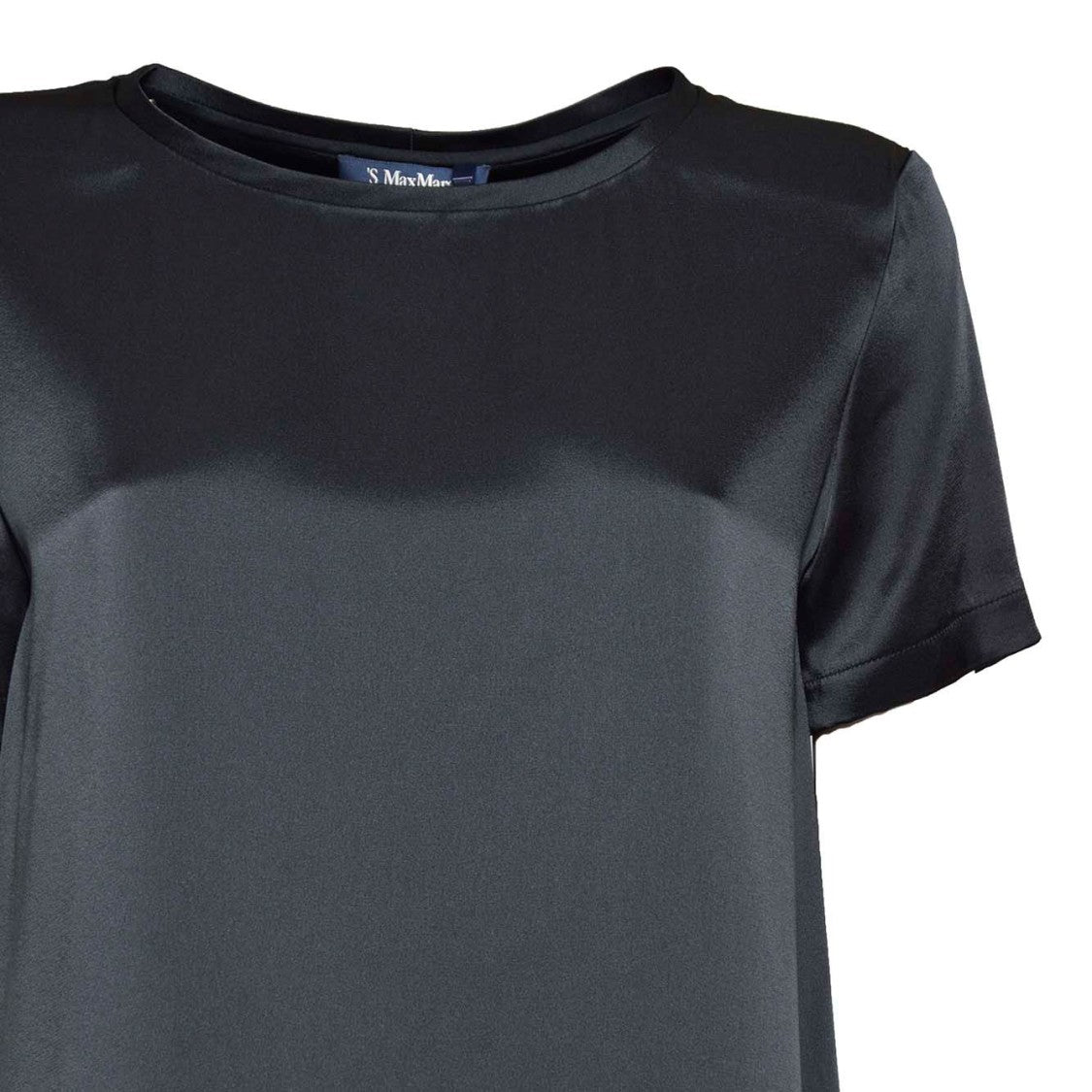 Max Mara Rebecca T-Shirt In Black Viscose Satin