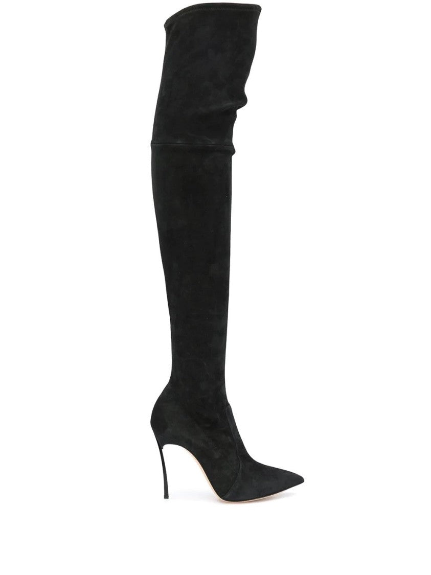Casadei Pointed Toe Long Boots With Stiletto Heel And Suede Finish