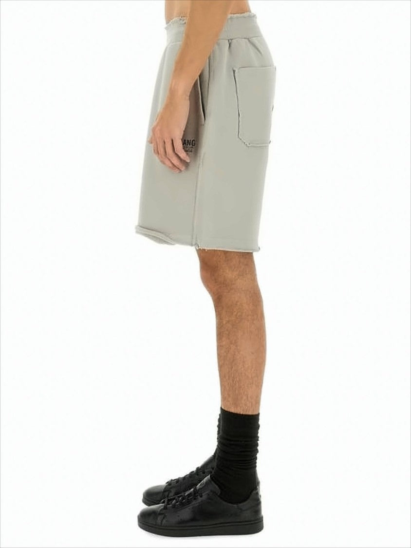 Helmut Lang Relaxed-Fit Grey Cotton Shorts With Raw-Edge Hem