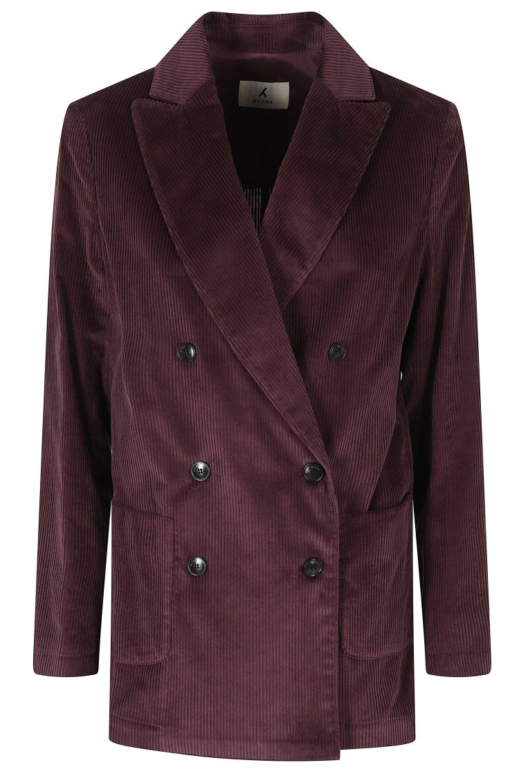 Myths Bordeaux Double-Breasted Corduroy Patch Pocket Jacket