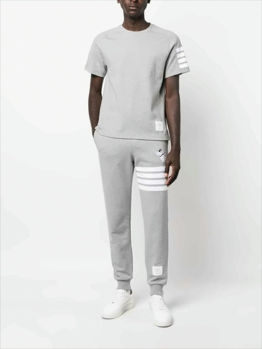 Thom Browne Heather Grey Short-Sleeve T-Shirt With Distinctive Stripe Detail
