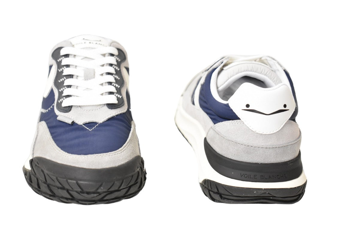 Voile Blanche Navy-Grey Sneakers With Suede