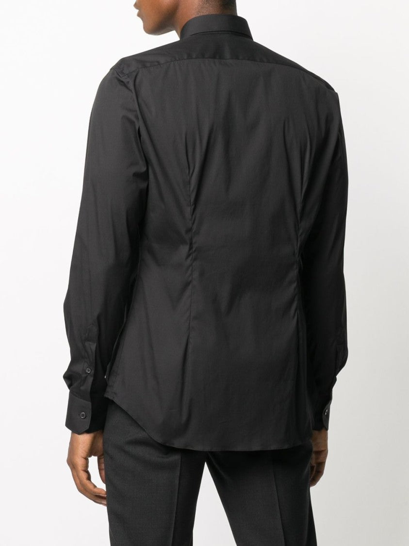 Xacus Slim-Fit Black Shirt With French Collar