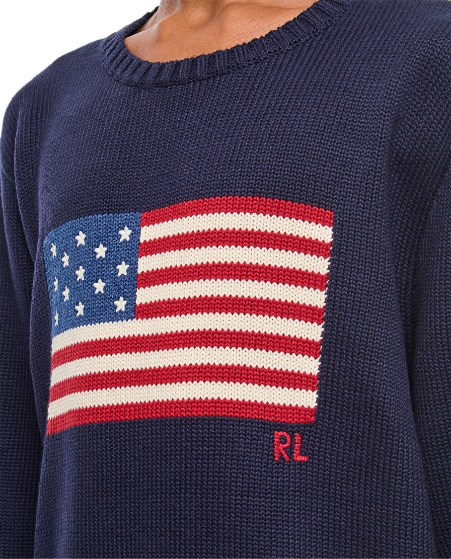 Polo Ralph Lauren Embroidered American Flag Long Sleeve Pullover
