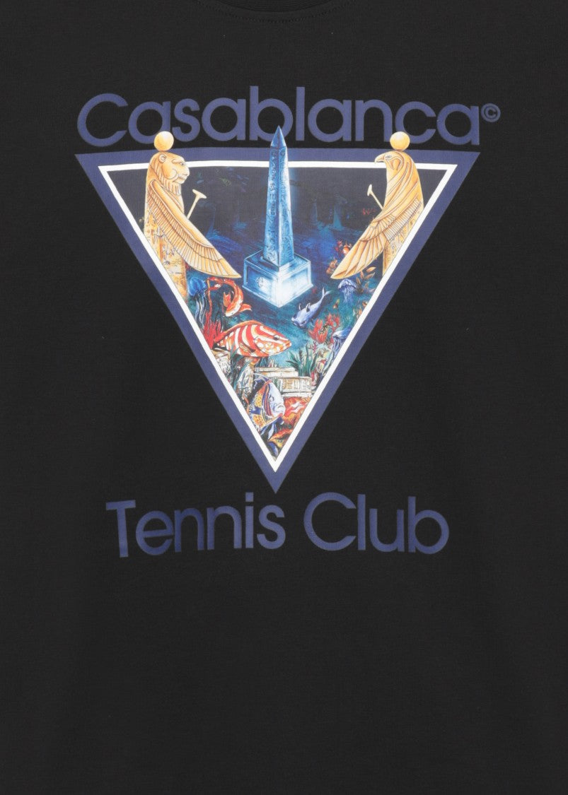 Casablanca Black Graphic Printed Cotton T-Shirt
