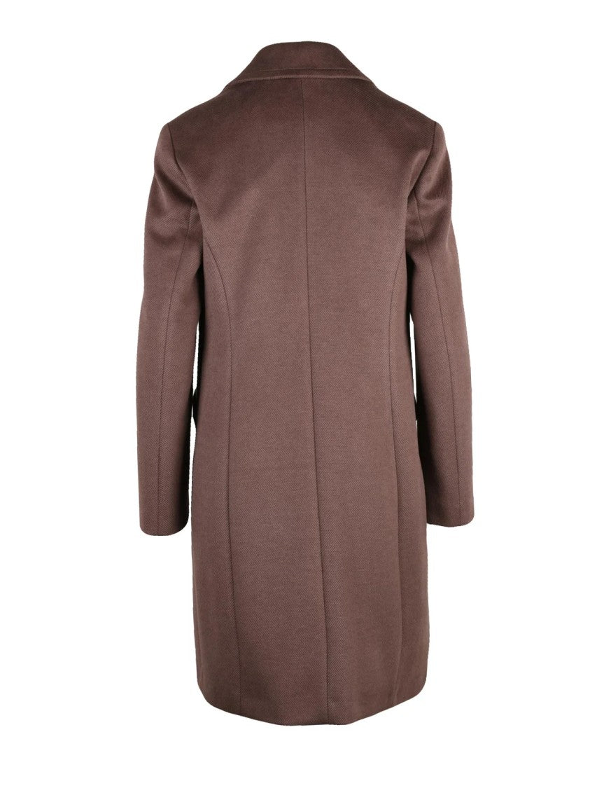Kaos Brown Lined Double-Breasted Polyester-Blend Coat