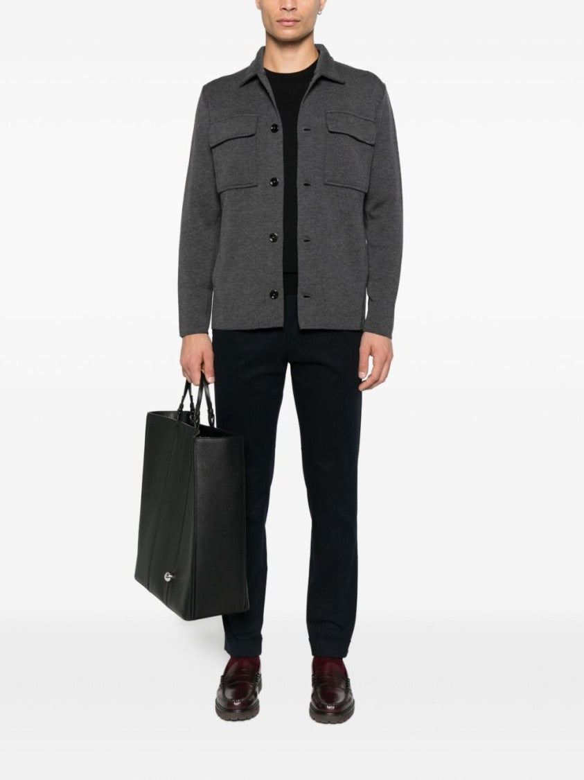 Lardini Tailored Grey Wool Jacket With Patch Pockets
