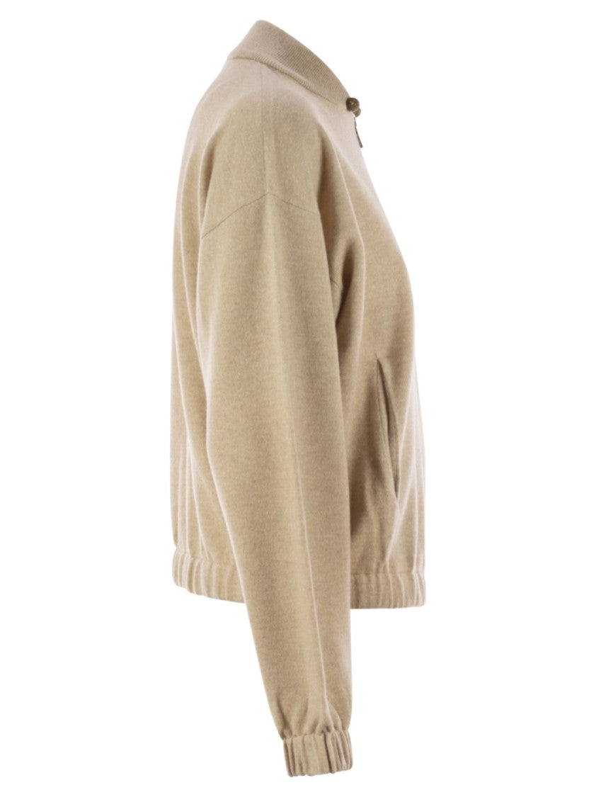 Fabiana Filippi Bomber Jacket In Platinum With Ball Pins