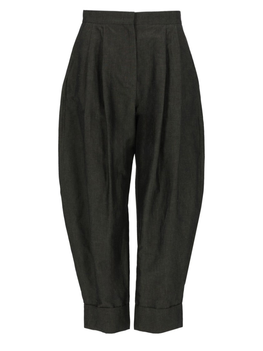 Pt Torino Neutrals Cloe Carrot Fit Cotton-Linen Pants