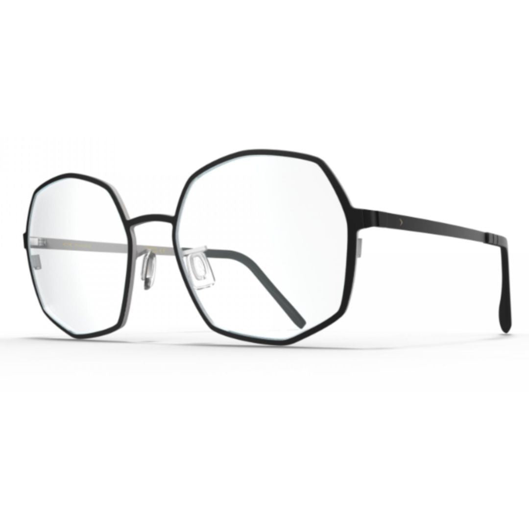 Blackfin Bf1081 Sable Octagonal Black Titanium Eyeglasses With Adjustable Nose Pads