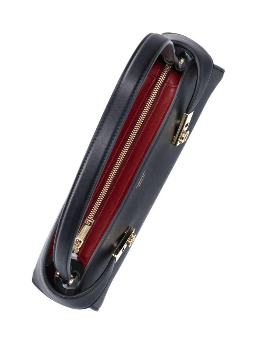 Ferragamo Black Calfskin Hug East-West Shoulder Bag