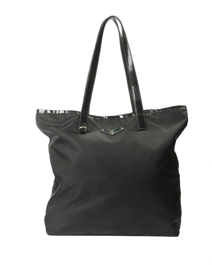 Prada Black Medium Vertical Nylon Tote Bag