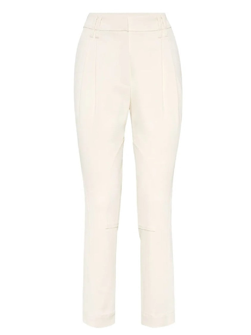 Brunello Cucinelli Tailored White Trousers With High Waist