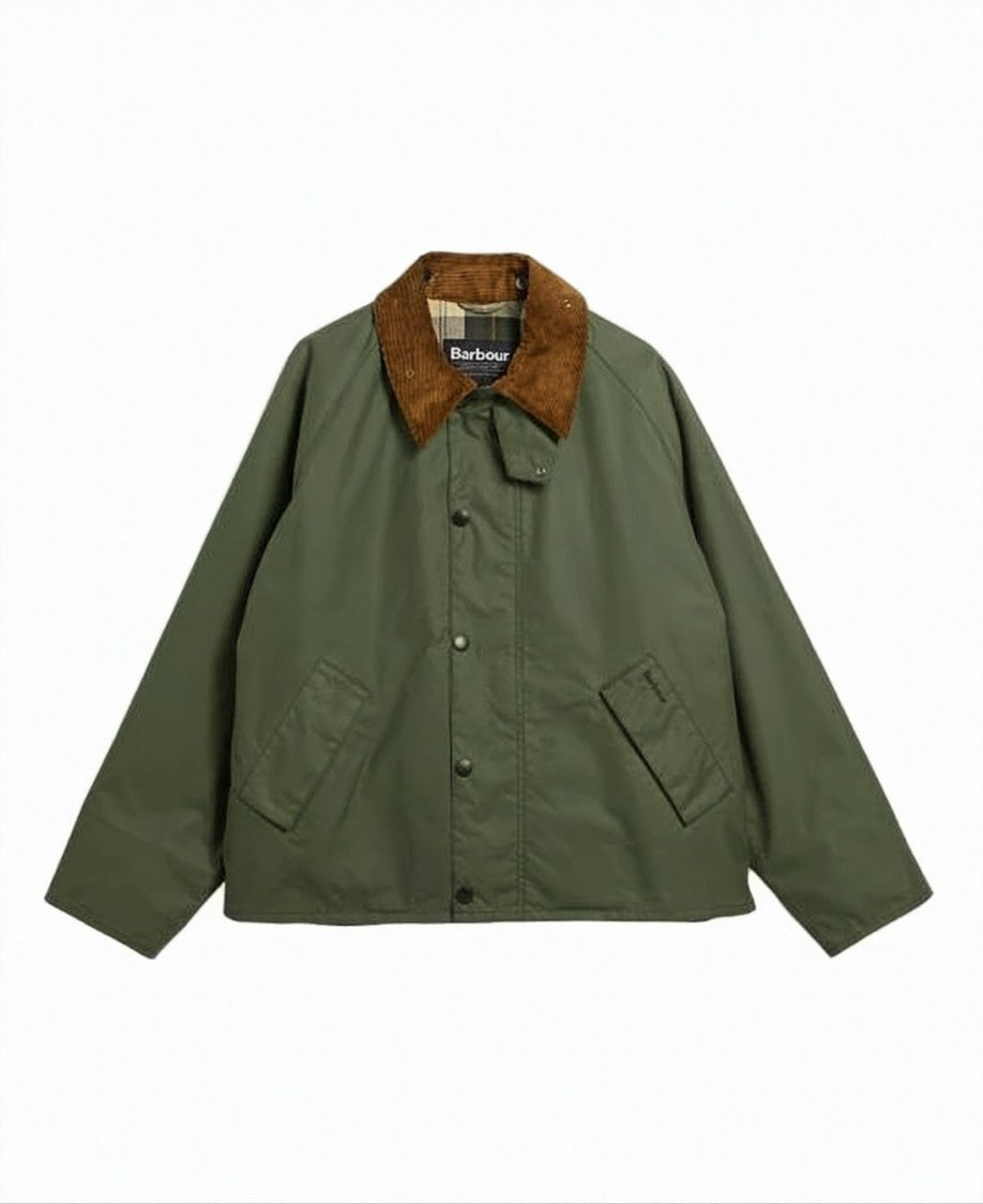 Barbour Waxed Cotton Barbour Transport Jacket With Corduroy Collar