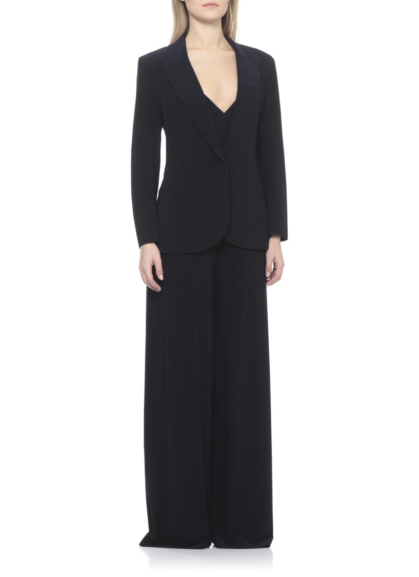 Norma Kamali Blue Velcro Peak Lapel Blazer