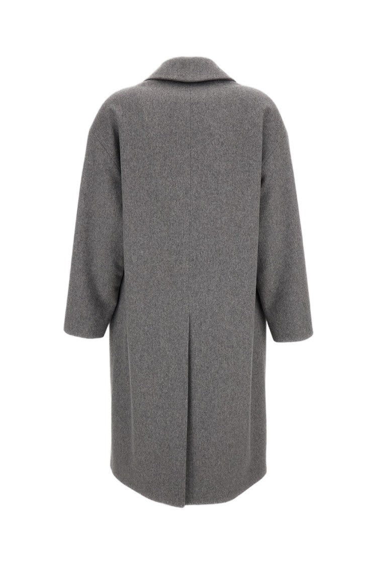 Alberto Biani Grey Double-Breasted Wool Coat