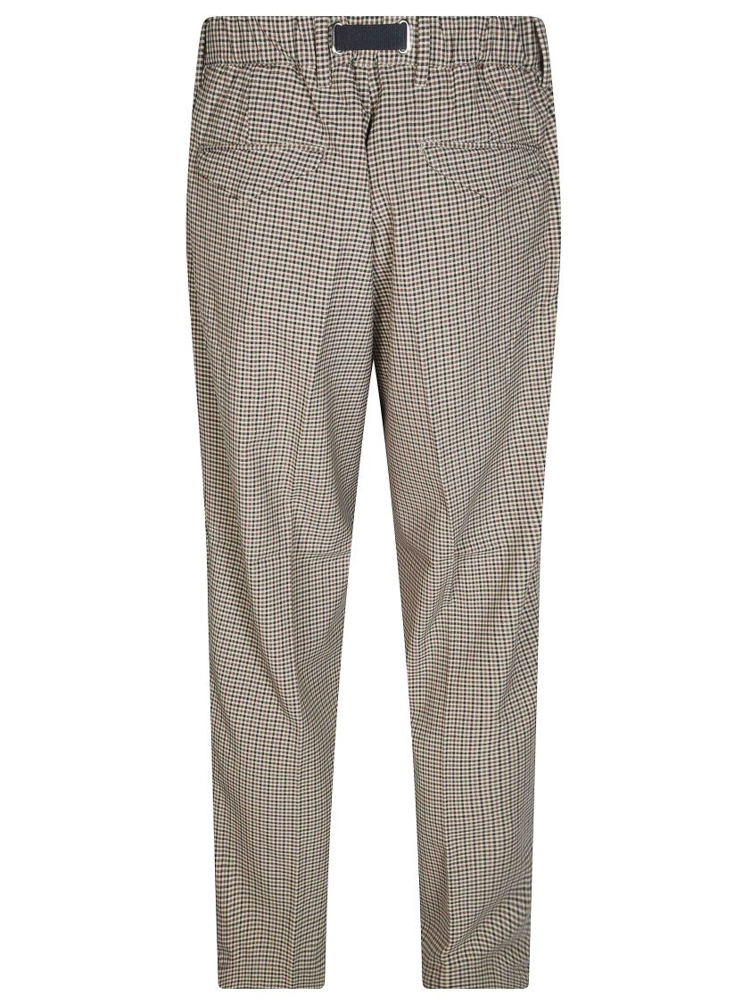 White Sand Tailored Brown Flannel Pleated Check Formal Pants