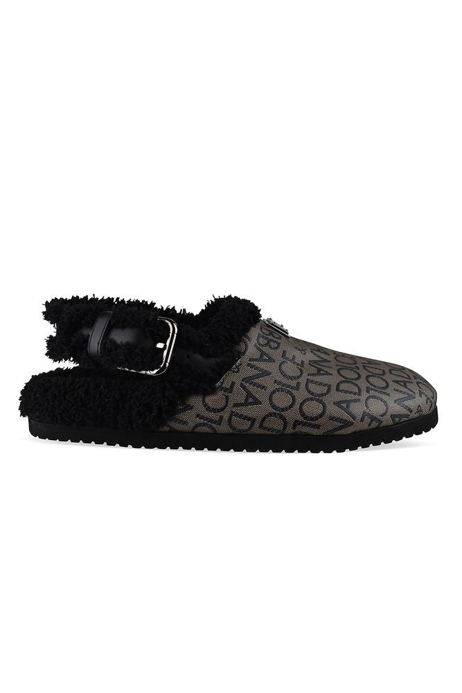 Dolce & Gabbana Beige Brown Canvas Mules