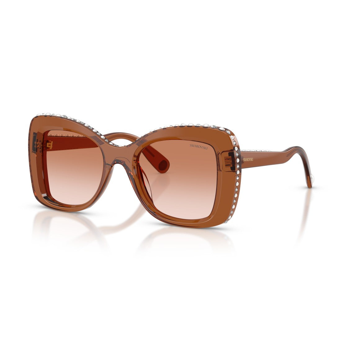 Swarovski 0Sk6062u Translucent Brown Acetate Sunglasses With Crystal Accents
