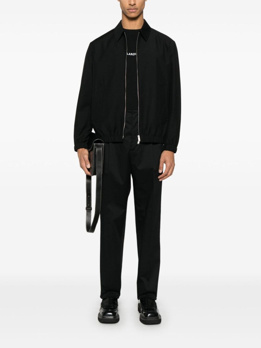 Lardini Black Zip-Up Sweater With Classic Collar