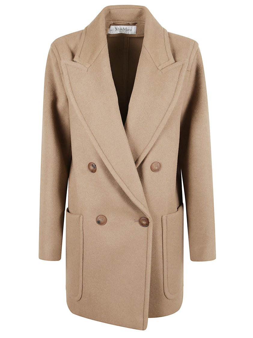 Max Mara Double-Breasted Wool-Cashmere Blend Coat With Wide Lapel