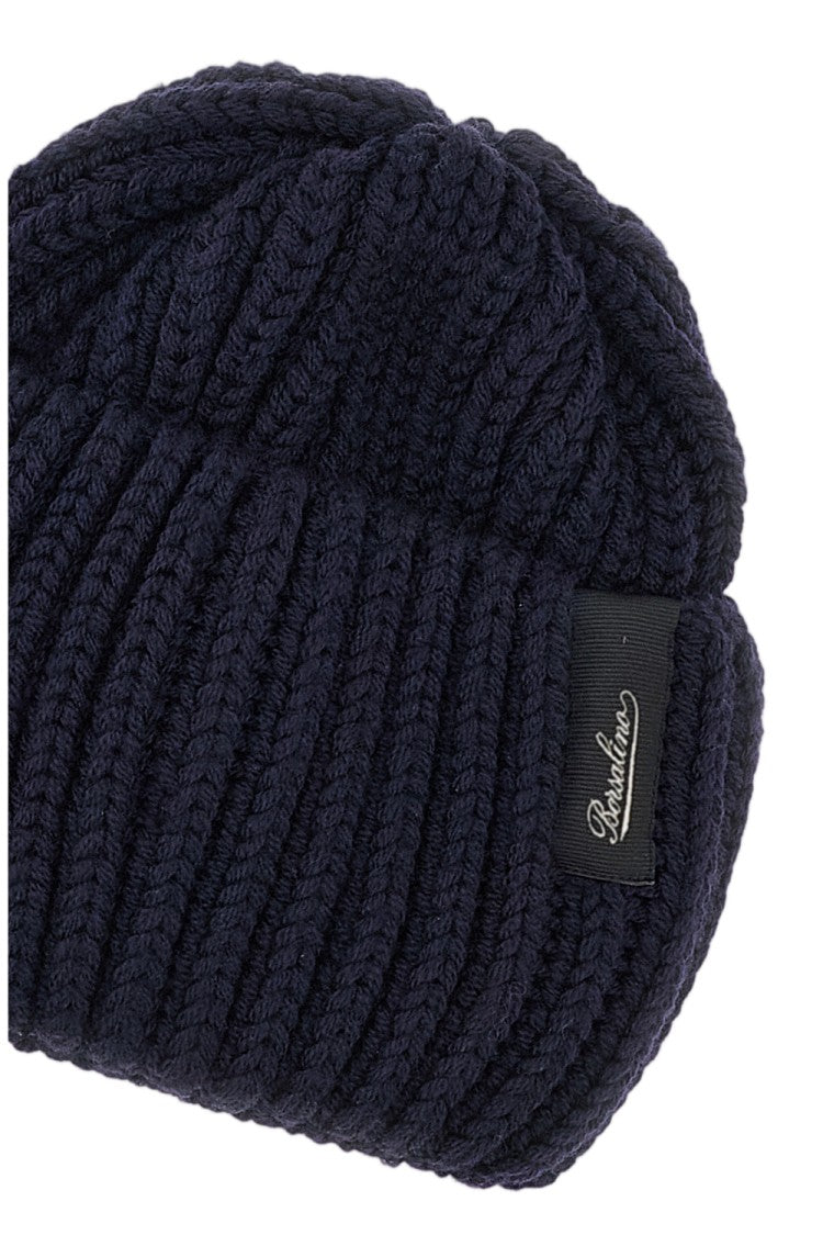 Borsalino Blue Bell Ribbed Virgin Wool Beanie
