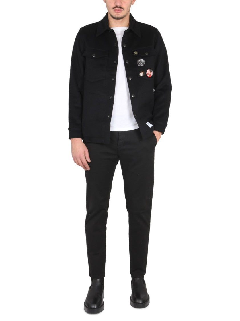 Department Five Structured Black Jacket With Decorative Pins