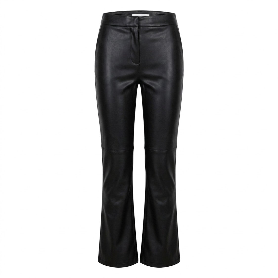 Max Mara Flared Cropped Black Pants In Coated Jersey Fabric