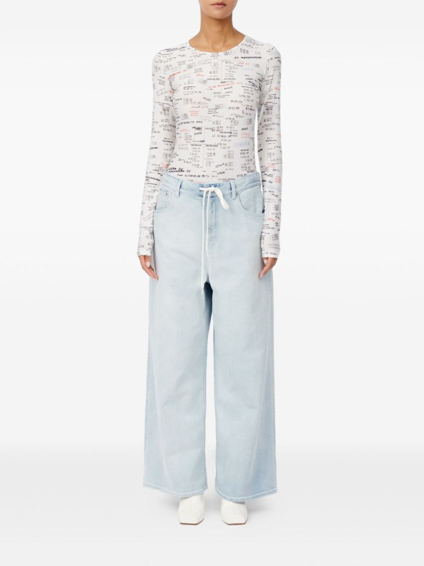 Mm6 By Maison Margiela Light Blue Whiskering Drawstring Jeans