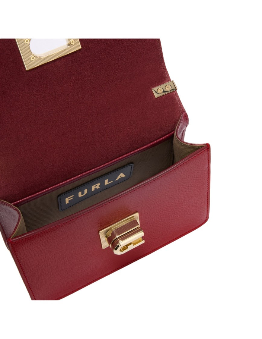 Furla 1927 Mini Croosbody Bag In Cherry Leather
