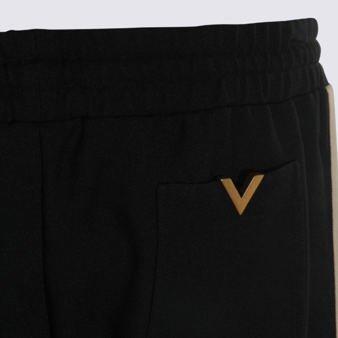 Valentino Black Trousers With Beige Side Stripes And Adjustable Fit