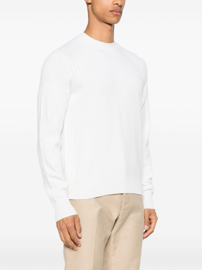 Tom Ford White Crew Neck Sweater In Wool-Cashmere Blend