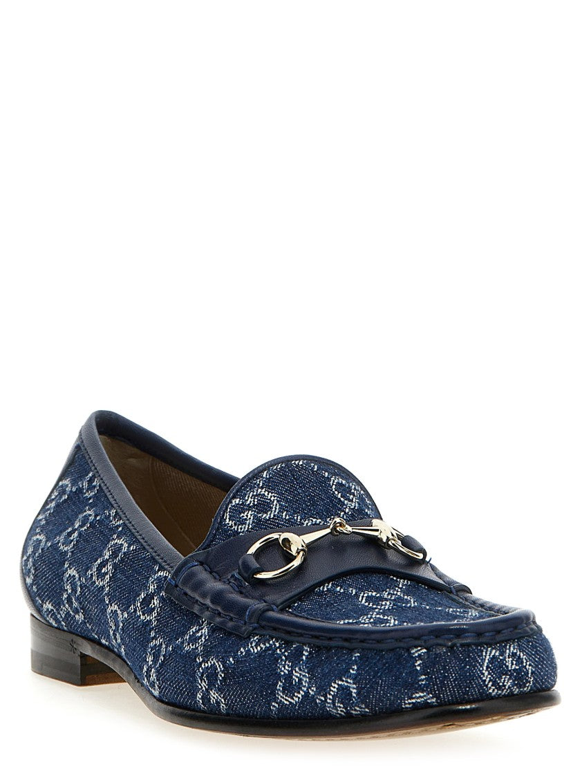 Gucci Gg Denim Loafers With Horsebit Detail