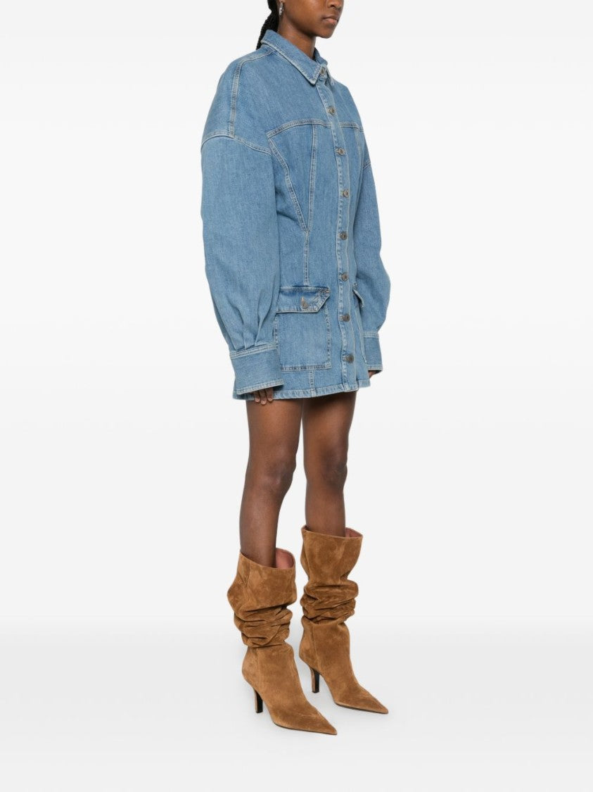 The Attico Denim Jacket Dress With Button-Down Front