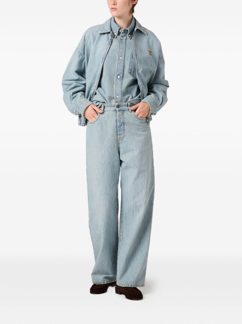 Miu Miu Blue High-Rise Chambray Stonewashed Jeans