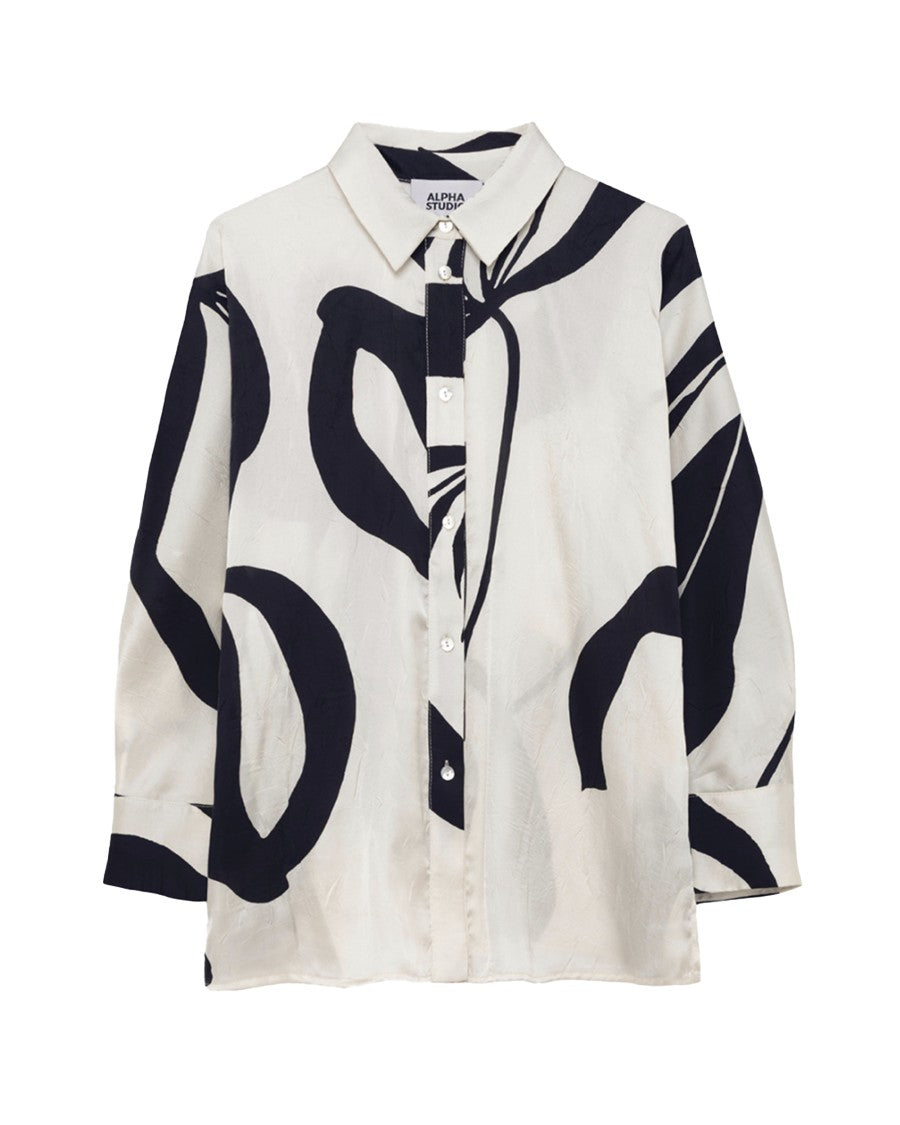 Alpha Studio Crickle Flower Kimono Shirt