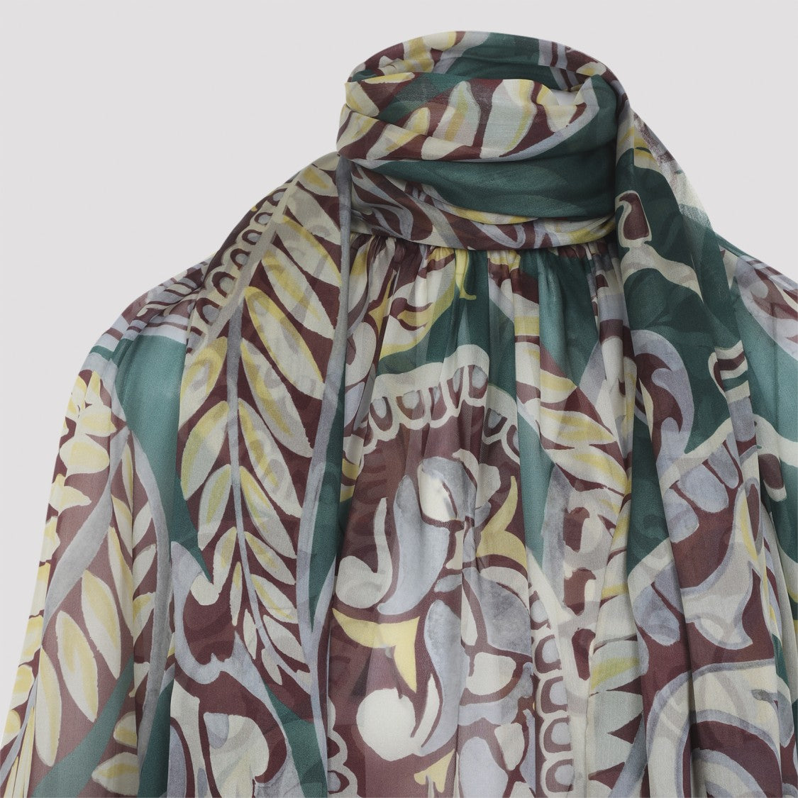 Etro Multicolor Silk Ruched Top With Asymmetric Hem