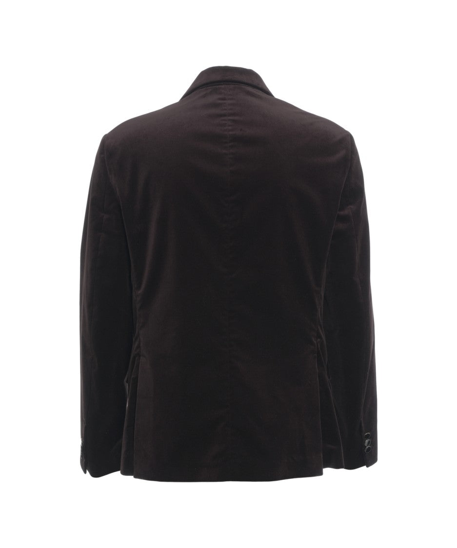 Paolo Pecora Double-Breasted Velvet Blazer With Wide Lapels And Classic Silhouette