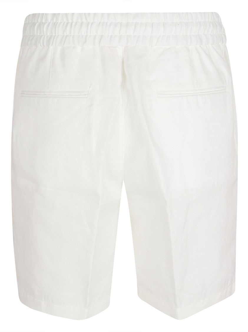 Orlebar Brown Tailored White Linen Shorts With Elastic Waistband