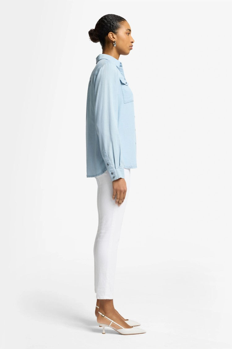 7 For All Mankind Light Blue Denim Button-Up Shirt
